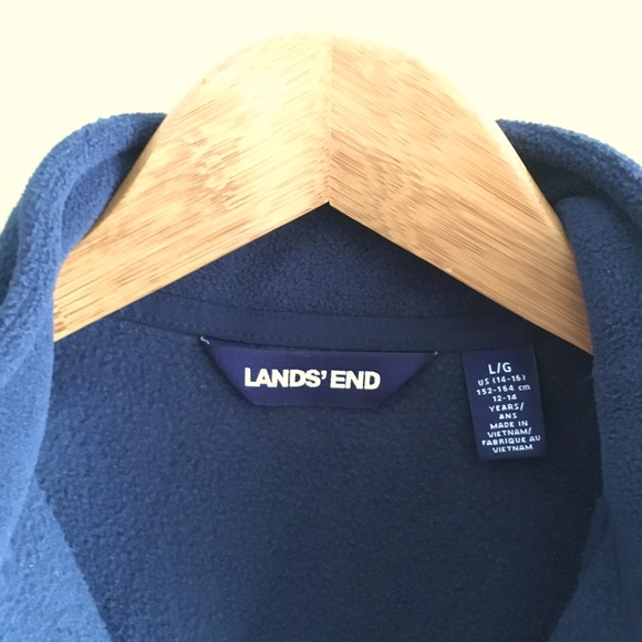 Kids Large (Kids 14-16) Lands’ End Full-Zip Mid-Weight Fleece Jacket, Dark Navy - Picture 3 of 6